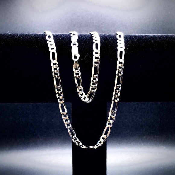 Solid Sterling Silver Figaro. 22 inch, 4.7MM - Picture 2 of 6